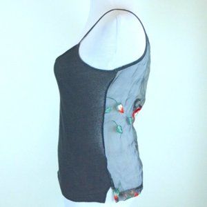 CUSTO BARCELONA CAMISOLE embroidered sheer back floral TOP S